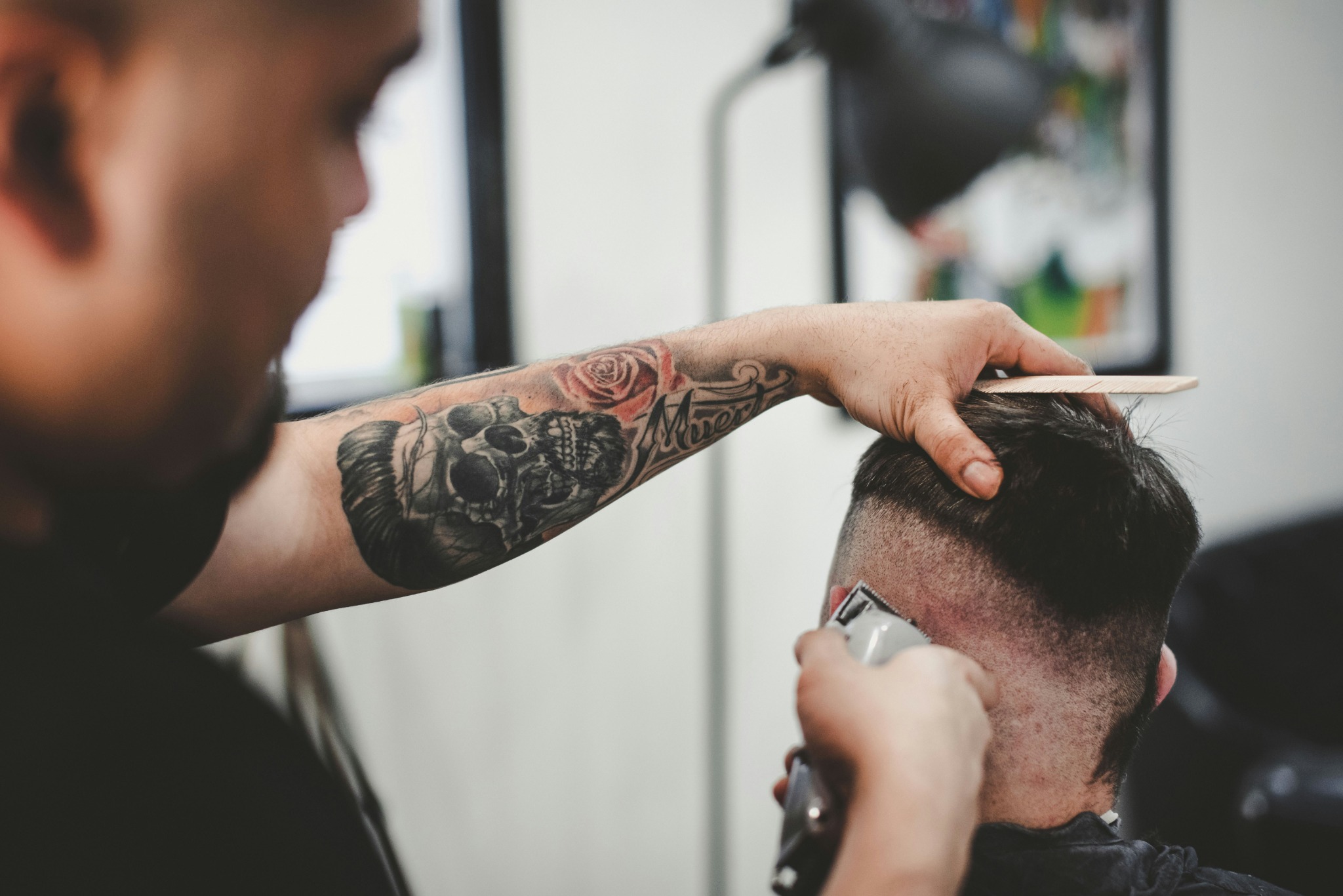 Close-up of a men’s fade haircut